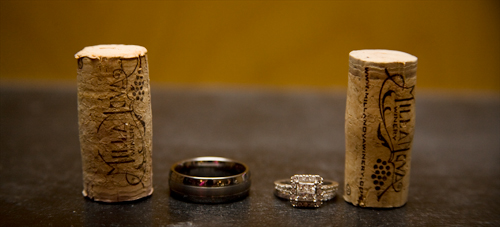 wedding rings with wine corks