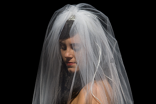 portrait of bride with dramatic lighting