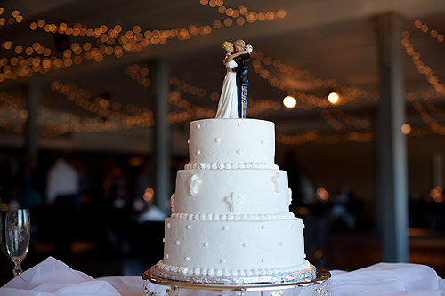 wedding cake with marine and bride topper