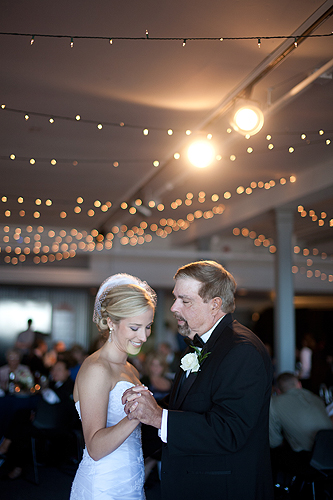 bride dancing with father at reception
